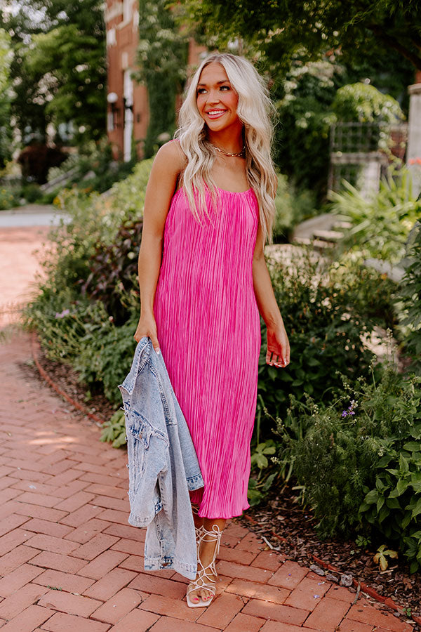 pink pleated dress